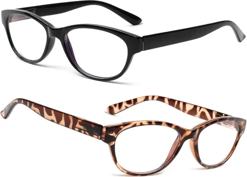 Miniatura 6 de SIGVAN Gafas de Lectura de Ojo de Gato para Damas 5 Pares con Bloqueo de Luz Azul Bisagra de Resorte Estampado de Patrón de Moda Lectores