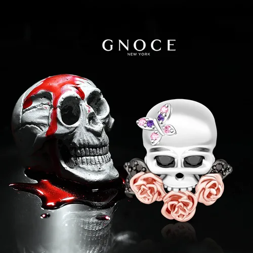 Miniatura 2 de GNOCE Skull Charms for Bracelet 925 Sterling Silver Halloween Charms for Women Girls Wife Daughter Christmas Gift