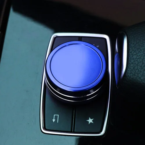 Miniatura 8 de iJDMTOY Cubierta de rueda de aluminio anodizado azul para consola central de control de mando compatible con Mercedes A B C E S CLA GLA GLK ML GL