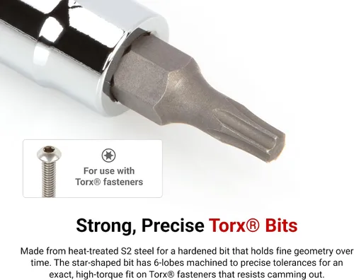 Miniatura 2 de TEKTON Juego de dados Torx de 1/4 pulgadas con riel, 10 piezas (T6-T30) SHB90103