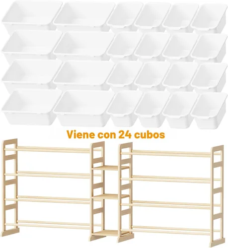 Miniatura 7 de SpaceAid Organizador grande de almacenamiento de juguetes con 24 contenedores y 3 estantes, estantería de almacenamiento de juguetes, caja de Blanco
