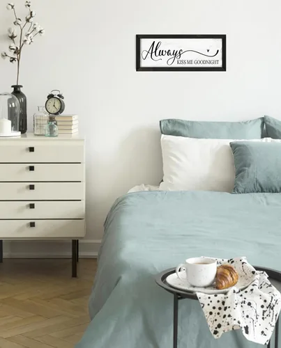 Miniatura 6 de YPY Letrero con texto en inglés "Always Kiss Me Goodnight" (Always Kiss Me Goodnight): pintura que absorbe el sonido, arte de pared – Decoración