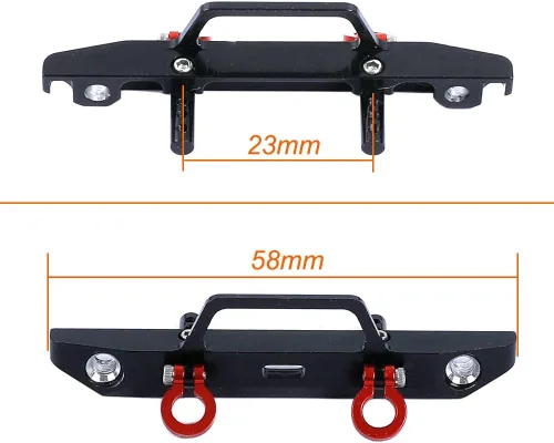 Miniatura 2 de Parachoques delantero de aleación de aluminio para Axial SCX24 Deadbolt AXI90081 1/24 RC Crawler Car Upgrades (negro)