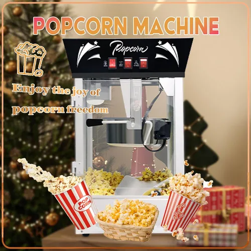 Miniatura 6 de Máquina para hacer palomitas de maíz, 850 W, máquina profesional para hacer palomitas de maíz, hervidor de acero inoxidable de 12 onzas, máquina