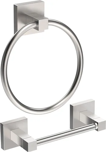 Ruacq Soporte de papel higiénico de níquel cepillado, anillo de toalla, accesorios de baño, juego de accesorios de baño de doble poste giratorio,