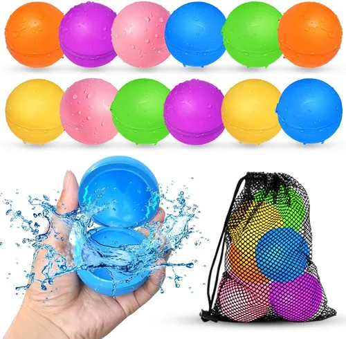 12 globos de agua reutilizables, juguetes de agua para piscina y playa, para niños y niñas, juguetes de verano al aire libre para niños de 3 a 12