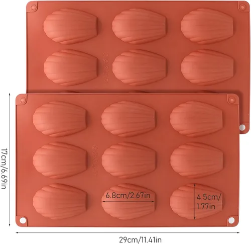 Miniatura 2 de 2 moldes de silicona para madeleine, bandeja para hornear Madeline de 9 cavidades, molde para galletas en forma de concha