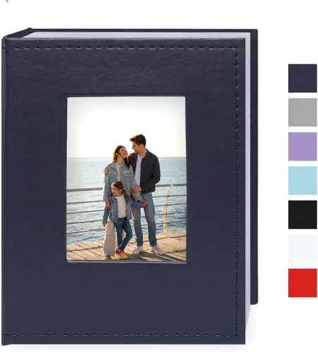 Miniatura 9 de Álbum de fotos pequeño de 4 x 6 pulgadas, paquete de 2 libros de fotos de cuero, cada mini álbum de 26 páginas tiene capacidad para 52 fotos, Rojo