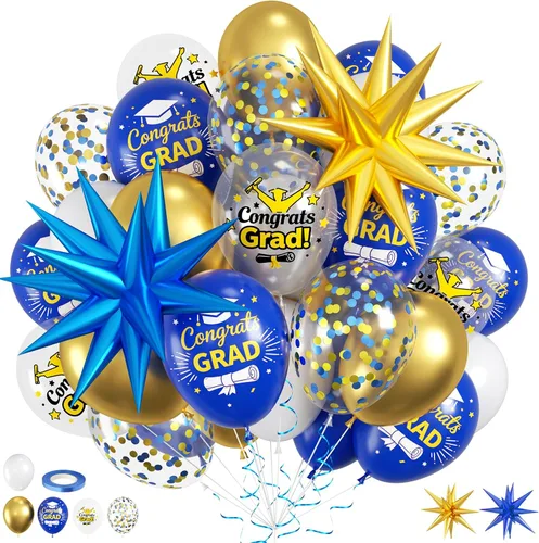 Miniatura 24 de Globos azules y negros, 35 unidades, globos de látex azul oscuro, negro y plateado con confeti plateado para cumpleaños, baby shower, bodas
