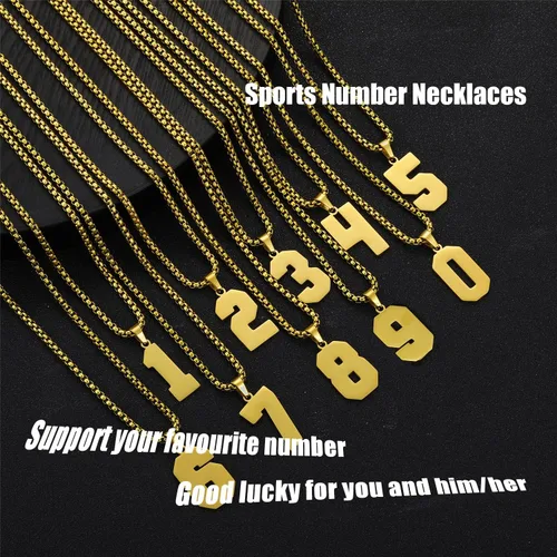 Miniatura 5 de SKQIR Collar de números para hombre, suéter de béisbol negro, colgante de número para niños, atletas y cadena de números para niños, collar