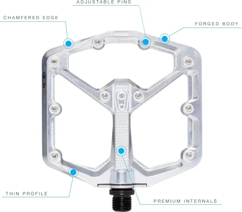 Miniatura 3 de Crankbrothers Stamp Pedales Planos MTB - Pedales de Bicicleta Ligeros, Versátiles y Duraderos de Tamaño Específico plateado (High Polish Silver)