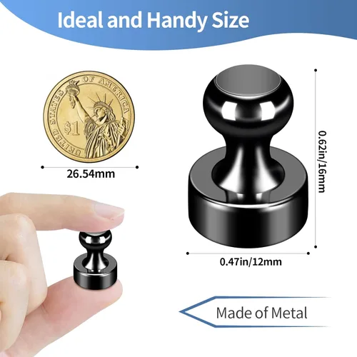 Miniatura 2 de 12 paquetes de imanes de nevera negros, imán de refrigerador de metal, imanes de pinza fuertes para pizarra blanca, refrigerador, pizarra de borrado