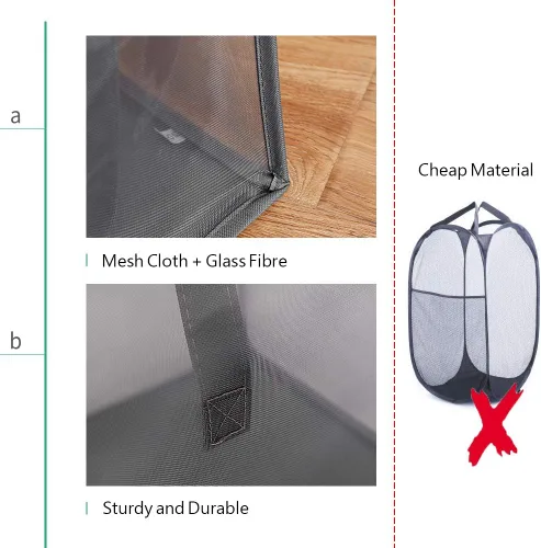 Miniatura 3 de HONOMA - Bolsas de lavandería con asas, cesta de ropa sucia de malla plegable y portátil, plegable para guardar la ropa, para habitación de niños