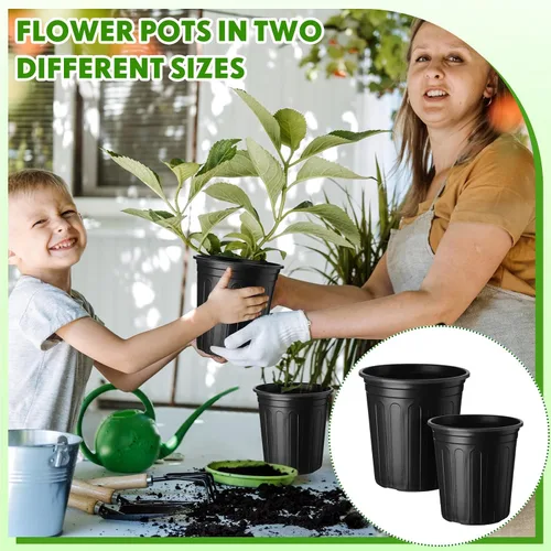 Miniatura 6 de FoldTier 300 macetas de 2 galones y 1 galón para plantas de vivero, macetas de plástico flexible a granel con orificio de drenaje, etiqueta