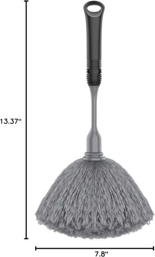 Miniatura 9 de MR.SIGA Plumero de microfibra delicado, mango cómodo antideslizante, cabezal de plumero lavable desmontable, gris y negro
