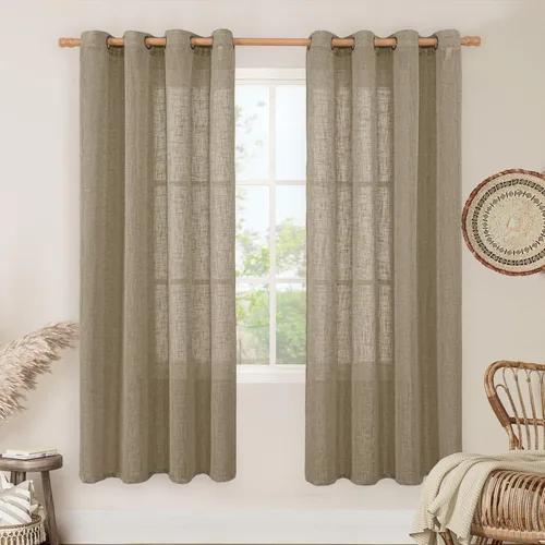 Miniatura 198 de LAMIT Cortinas de lino sintético para dormitorio, paneles filtrantes de luz, cortinas de lino con protección de privacidad con ojales para ventanas