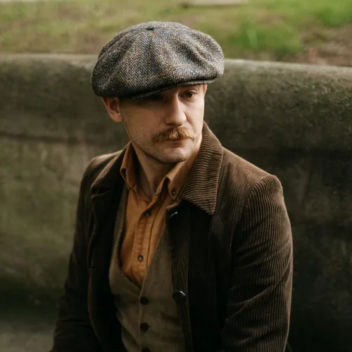Miniatura 5 de Sterkowski Peaky Blinders Gorra 100 Harris Tweed Newsboy para hombre Sombrero clásico elegante de 8 paneles