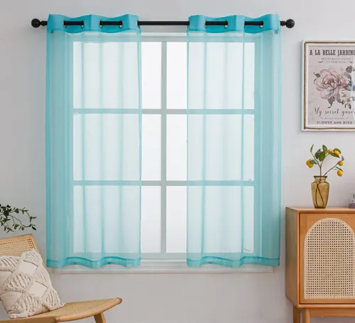 Miniatura 70 de PI - Cortinas traslúcidas con paneles pequeños, cortina transparente para ventana de cocina, mirador, 2 paneles