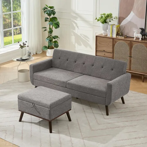 Miniatura 47 de Tbfit Sofá en Forma de L, Sofás Seccionales Modernos de Mediados de Siglo de 80" de Ancho, Sofás de 3 Plazas con Chaise Lounge Amplio, Sofá Beige