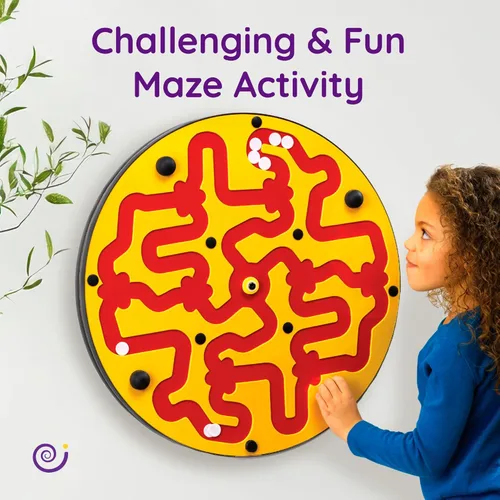 Miniatura 3 de Amazer - Tabla de actividades de pared para niños pequeños, actividad interactiva de pared para niños, juego colorido de rueda de laberinto