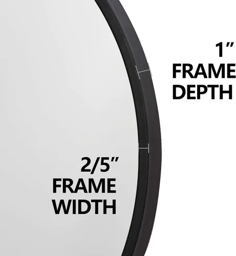 Miniatura 6 de SUPER DEAL Espejo redondo negro, espejo circular de 18 pulgadas para decoración de pared de baño, con marco de metal para baños, entradas, sala