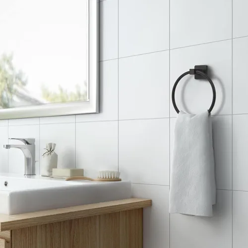 Miniatura 4 de Juego de accesorios de baño de 4 piezas, juego de toallero de acero inoxidable negro mate, incluye barra de toalla de 20 pulgadas, anillo de toalla