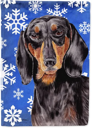 Miniatura 44 de Caroline's Treasures SC9374GF Bulldog English Snow flakes Holiday Garden Flag Buzón Bandera decorativa para patio exterior, patio, obras de arte