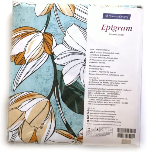Miniatura 4 de Bombay Dyeing Juego de sábanas de algodón 100% puro con 2 fundas de almohada, tamaño King (224 × 100.0 in), color amarillo – Diseño 7047