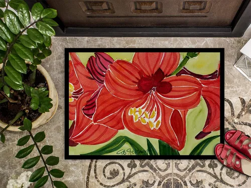 Miniatura 3 de Caroline's Treasures 6055MAT Flower - Tapete Amaryllis de 18 x 27 pulgadas para puerta delantera, para interiores y exteriores, para entrada