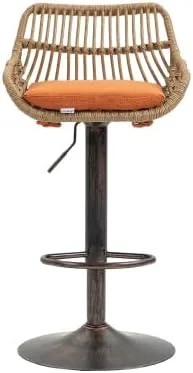Miniatura 3 de Juego de 2 taburetes giratorios de bar ajustables con reposapiés para cocina, bar, restaurante (naranja)