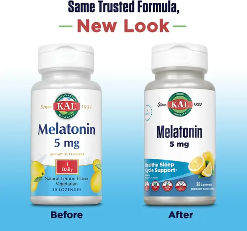 Miniatura 3 de KAL Pastillas de melatonina de 5 mg de ayuda para dormir, suplemento de melatonina que apoya la calidad del sueño, relajación calmante y un ciclo