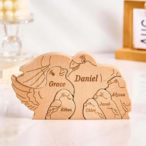 Miniatura 17 de Rompecabezas de oso de madera personalizado con apellidos de 1 a 8 familiares, escultura personalizada con nombre de familia, ideal para Navidad