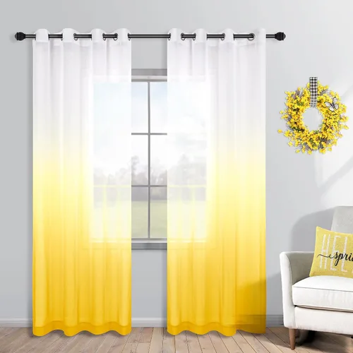 Miniatura 9 de KOUFALL - Cortinas negras de 63 pulgadas de largo para dormitorio, juego de 2 paneles con ojales, cortinas semitransparentes de imitación de lino