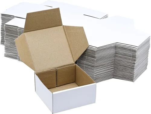 Miniatura 10 de KBG Cajas de envío pequeñas de 4 x 4 x 1 pulgadas, sobres de cartón corrugado blanco para negocios, paquete de 50 cajas de correo pequeñas, caja