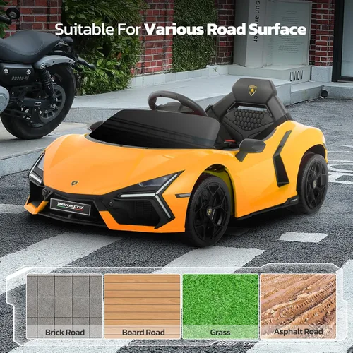 Miniatura 6 de ELEMARA Lamborghini - Auto para niños con puerta de tijera, juguetes con control remoto, automóvil eléctrico para niños de 12 V con Bluetooth, luz