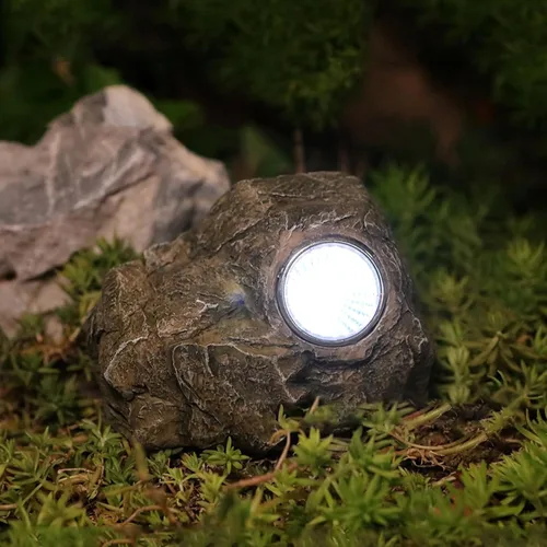 Miniatura 4 de Ocultador de llaves de roca falsa, oculta una llave fuera de la caja de llaves de roca falsa de resina de imitación de piedra de repuesto con luz