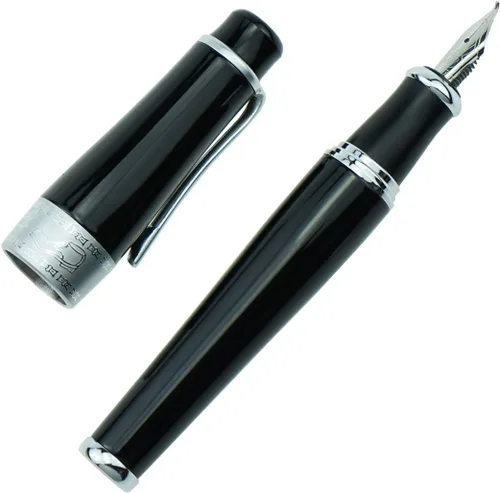 Asvine Charlie Chaplin - Pluma negra conmemorativa Fude de caligrafía china, pluma estilográfica negra de punta doblada fina a ancha por Duke