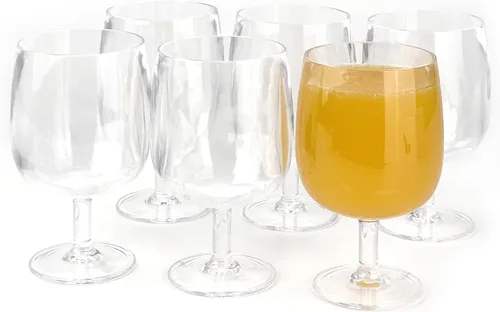 Miniatura 15 de Yalin Juego de 6 vasos apilables de plástico acrílico irrompible de 12 onzas para vino y agua (transparente, 15 onzas)