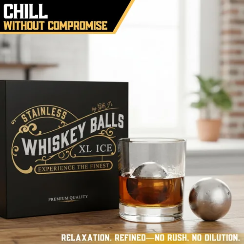 Miniatura 5 de G&J's Finest Premium - Juego de 4 bolas de acero inoxidable para whisky, 2 bolas extragrandes y 2 de gran tamaño con bolsas para congelador y pinzas