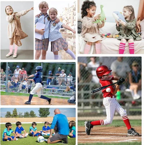 Miniatura 6 de American Trend Calcetines de béisbol para niños pequeños, calcetines de fútbol para niños, calcetines atléticos de tubo para niñas y niños