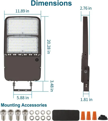 Miniatura 6 de Luz LED de estacionamiento de 300 W con fotocélula del anochecer al amanecer, luces de área regulables al aire libre con montaje en muñón, 45000LM