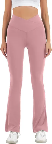 Miniatura 126 de HEGALY Pantalones de yoga acampanados para mujer, leggings cruzados, suaves, de cintura alta, pantalones casuales de entrenamiento con corte de bota