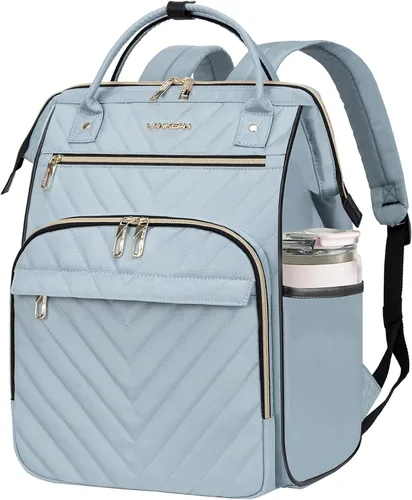 Miniatura 7 de VANKEAN Mochila para portátil de 17 pulgadas para mujeres y hombres, bolsa de trabajo de computadora de moda, Beige-café, 15,6 pulg., Moda
