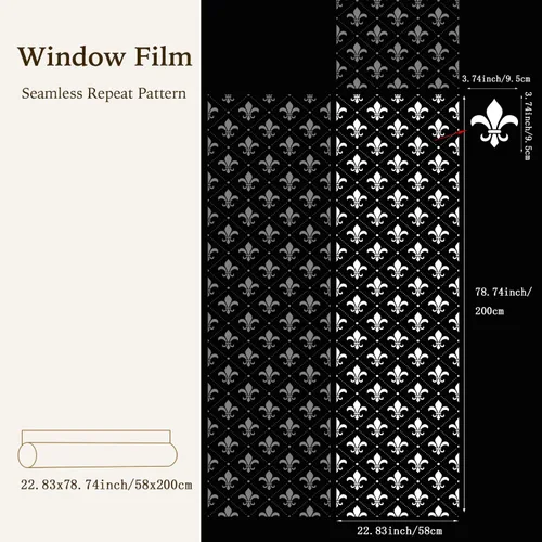Miniatura 3 de Película de privacidad blanca pura para ventana, diseño de patrón decorativo, película de vidrio esmerilado extraíble para puerta de ventana