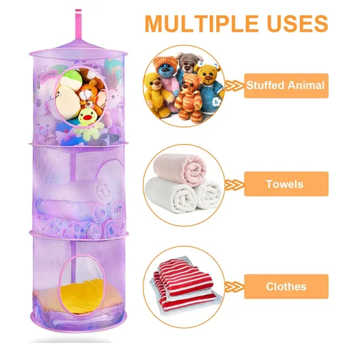 Miniatura 8 de Basumee Red para animales de peluche o hamaca, 2 piezas, red de almacenamiento de juguetes, hamaca de red para peluches, organizador de malla