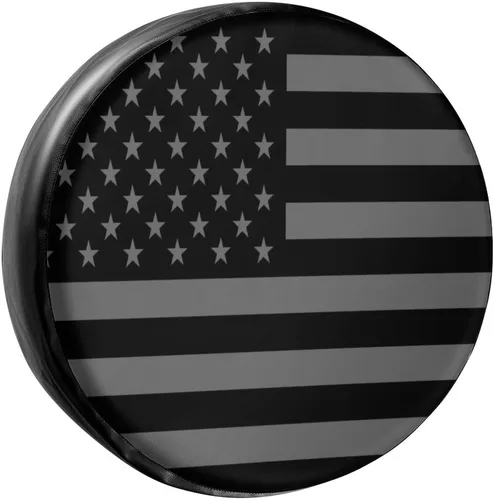 Miniatura 16 de Funda para neumático de repuesto de vaca con bandera estadounidense, de piel sintética, para remolque, RV, SUV y muchos vehículos, 14 pulgadas