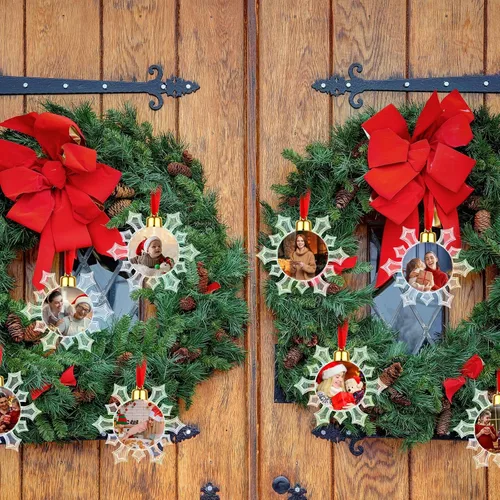 Miniatura 6 de Skylety 48 Piezas Bolas de Adorno de Fotos de Navidad de 3.54" Plástico Transparente Colgante Marco de Fotos Adorno Esferas de Fotos Familiares