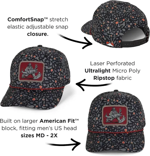 Miniatura 3 de Paramount Outdoors Big Foot Squatch Gorra de rendimiento para pesca con cuerda, perforación láser, cierre de presión Negro