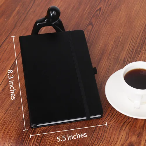 Miniatura 3 de Cuaderno Diario Encuadernado de Liend Negro A5, Libreta de 7mm con Rayas Universitarias, Para Escritura, Trabajo, Escuela, Viajes y Toma de Notas
