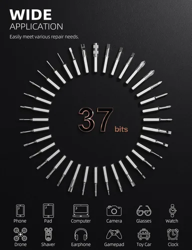 Miniatura 2 de iFu Mini destornillador eléctrico, juego de destornilladores de precisión 42 en 1 - Pequeño destornillador eléctrico inalámbrico con luz LED y 37